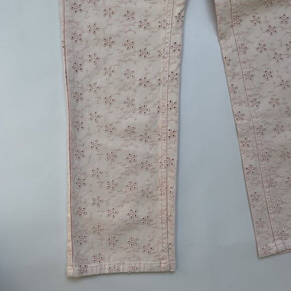 Guess Women’s 1981 High Waist Straight Leg Jeans Eyelet In Pink Size 26 - Picture 5 of 12